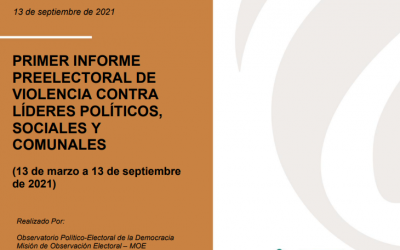 Primer informe preelectoral de violencia contra líderes políticos, sociales y comunales