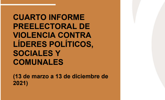Cuarto Informe Preelectoral De Violencia Contra Líderes Políticos, Sociales Y Comunales