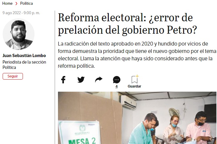 Reforma electoral: ¿error de prelación del gobierno Petro?