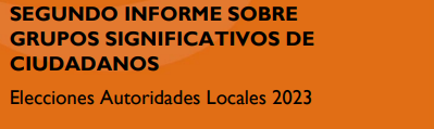 Segundo Informe de avance de inscripción de Grupos Significativos de Ciudadanos. Elecciones de autoridades locales 2023 (Octubre 27 de 2022 a 3 de marzo de 2023)