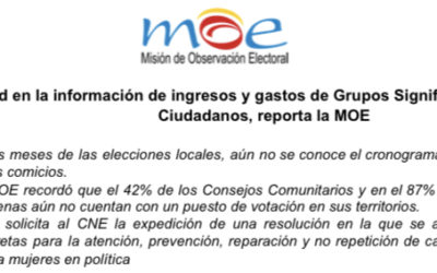Opacidad en la información de ingresos y gastos de Grupos Significativos de Ciudadanos, reporta la MOE