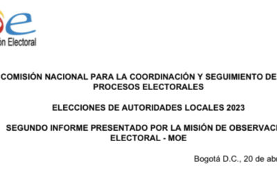 Segundo Informe de observación electoral presentado por la MOE en la Comisión Nacional para la Coordinación y Seguimiento de los Procesos Electorales (20/04/2023)