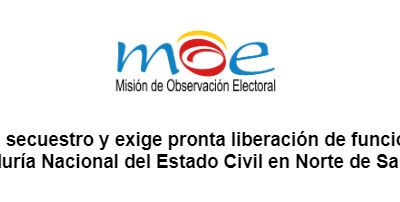 MOE rechaza secuestro y exige pronta liberación de funcionaria de la Registraduría Nacional del Estado Civil en Norte de Santander