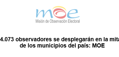 4.073 observadores se desplegarán en la mitad de los municipios del país: MOE