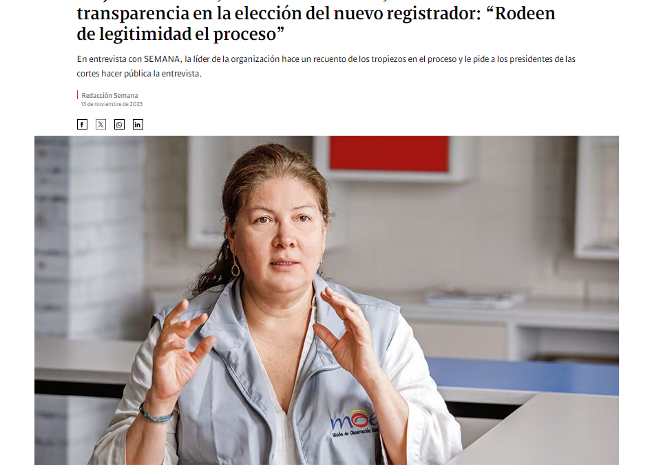 Alejandra Barrios, directora de la MOE, alerta sobre falta de transparencia en la elección del nuevo registrador: “Rodeen de legitimidad el proceso”